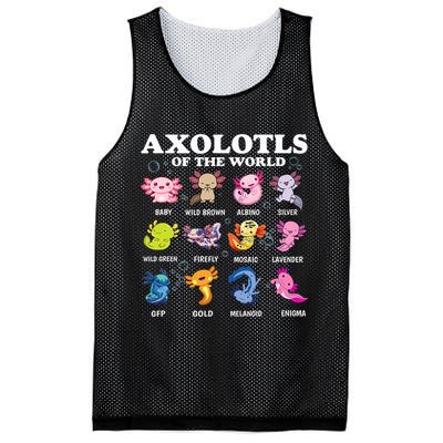 Axolotls Of The World Kawaii Axolotl Animals Fish Amphibian Mesh Reversible Basketball Jersey Tank