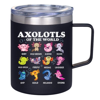 Axolotls Of The World Kawaii Axolotl Animals Fish Amphibian 12oz Stainless Steel Coffee Mug