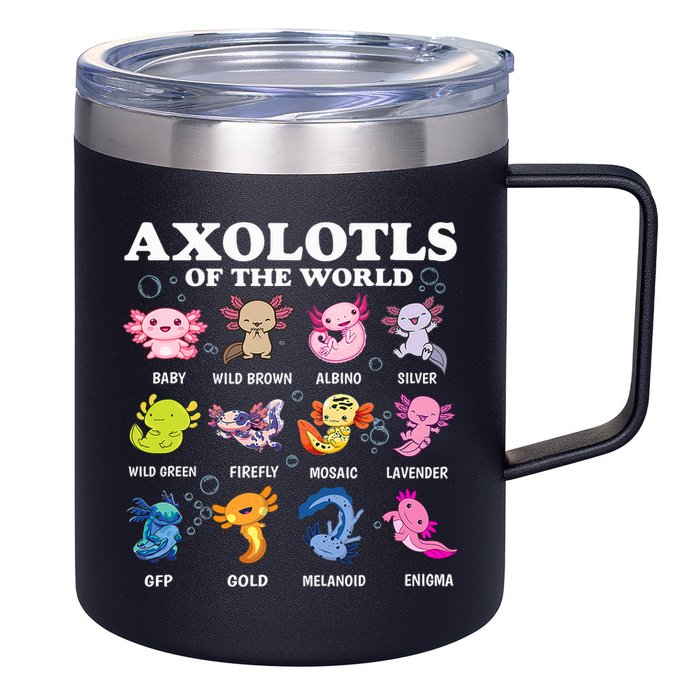 Axolotls Of The World Kawaii Axolotl Animals Fish Amphibian 12oz Stainless Steel Coffee Mug