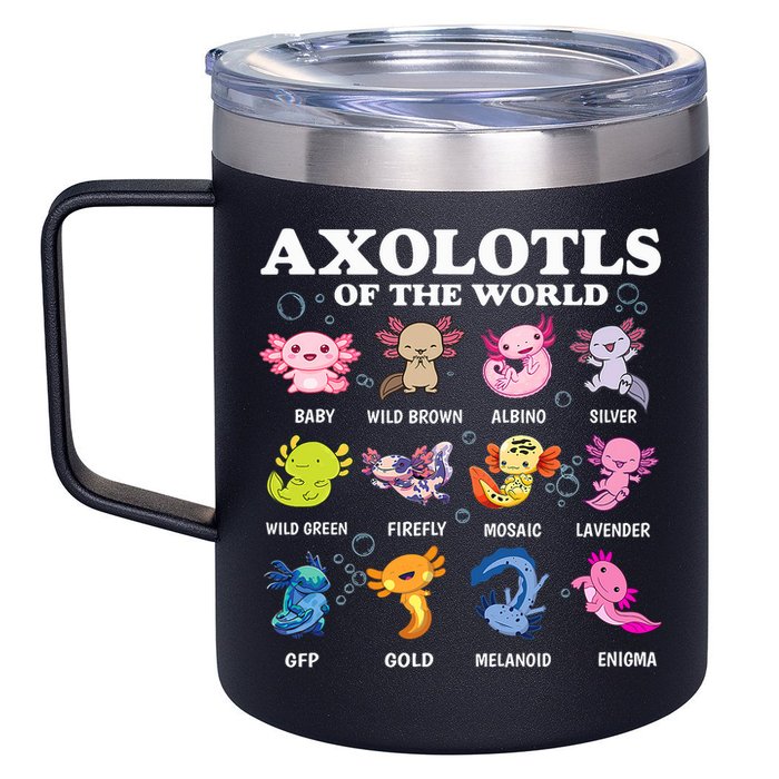Axolotls Of The World Kawaii Axolotl Animals Fish Amphibian 12oz Stainless Steel Coffee Mug