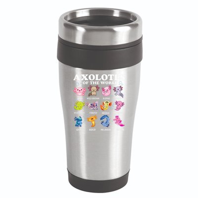 Axolotls Of The World Kawaii Axolotl Animals Fish Amphibian 16oz Travel Tumbler