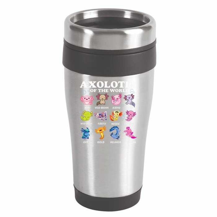 Axolotls Of The World Kawaii Axolotl Animals Fish Amphibian 16oz Travel Tumbler