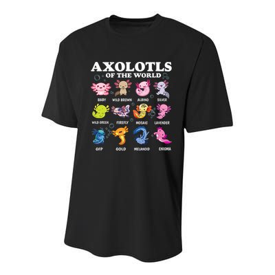 Axolotls Of The World Kawaii Axolotl Animals Fish Amphibian Youth Performance Sprint T-Shirt