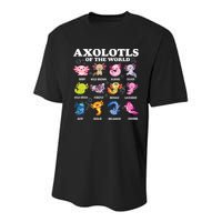 Axolotls Of The World Kawaii Axolotl Animals Fish Amphibian Youth Performance Sprint T-Shirt