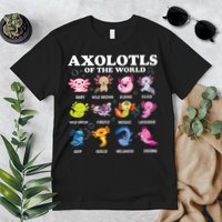 Axolotls Of The World Kawaii Axolotl Animals Fish Amphibian Premium T-Shirt