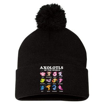 Axolotls Of The World Kawaii Axolotl Animals Fish Amphibian Pom Pom 12in Knit Beanie
