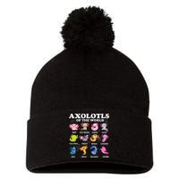 Axolotls Of The World Kawaii Axolotl Animals Fish Amphibian Pom Pom 12in Knit Beanie