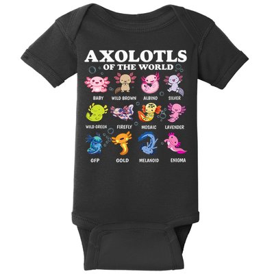 Axolotls Of The World Kawaii Axolotl Animals Fish Amphibian Baby Bodysuit