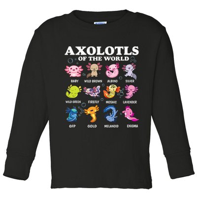 Axolotls Of The World Kawaii Axolotl Animals Fish Amphibian Toddler Long Sleeve Shirt