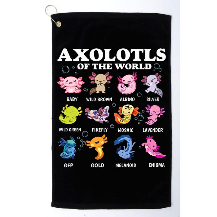 Axolotls Of The World Kawaii Axolotl Animals Fish Amphibian Golf Towel