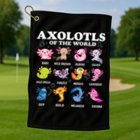 Axolotls Of The World Kawaii Axolotl Animals Fish Amphibian Golf Towel