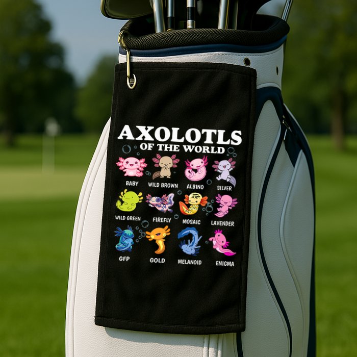 Axolotls Of The World Kawaii Axolotl Animals Fish Amphibian Golf Towel