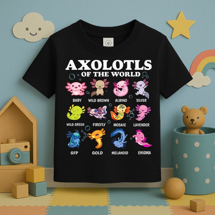 Axolotls Of The World Kawaii Axolotl Animals Fish Amphibian Toddler T-Shirt