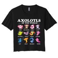 Axolotls Of The World Kawaii Axolotl Animals Fish Amphibian Women's Crop Top Tee
