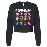 Axolotls Of The World Kawaii Axolotl Animals Fish Amphibian Cropped Pullover Crew