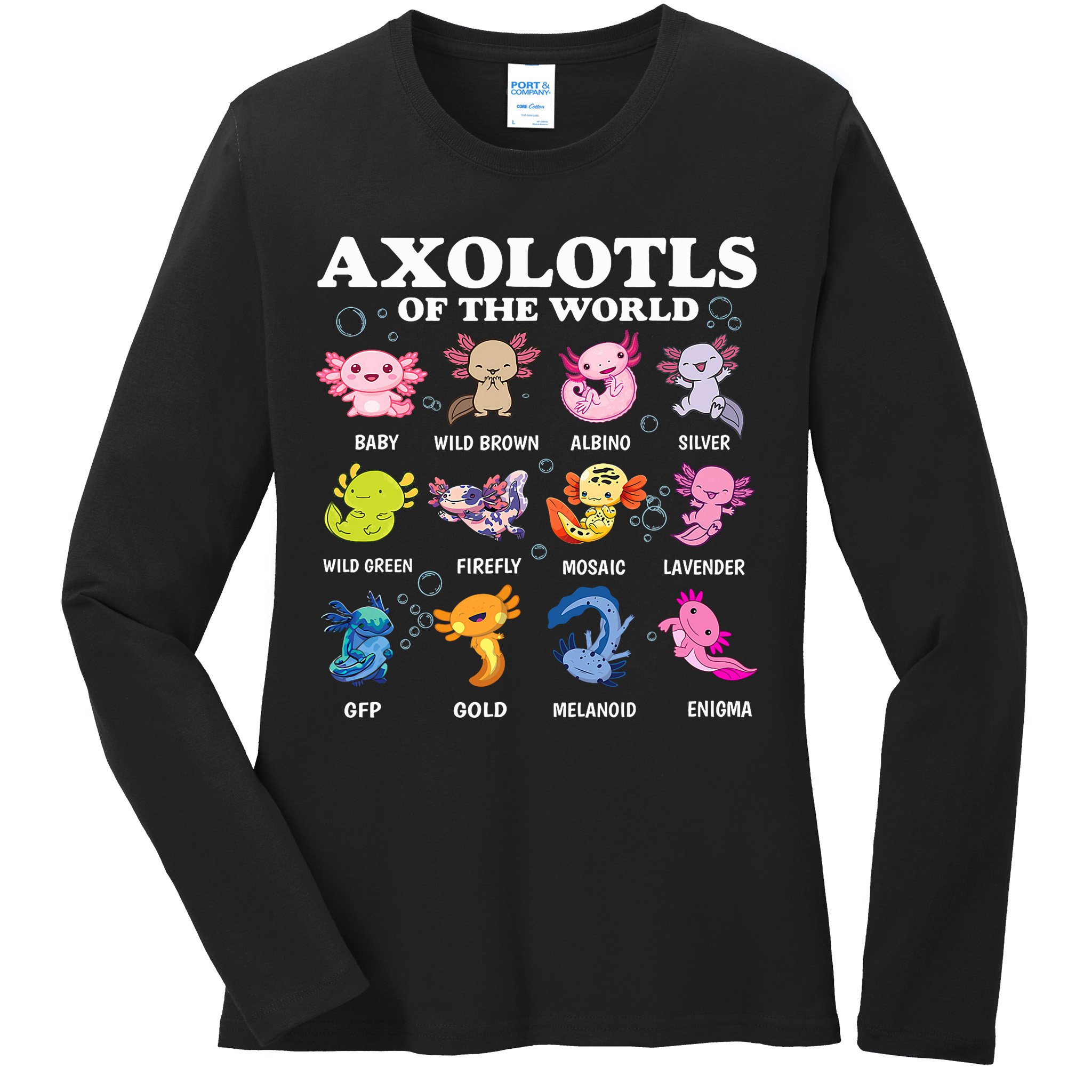 Axolotls Of The World Kawaii Axolotl Animals Fish Amphibian Ladies Long Sleeve Shirt