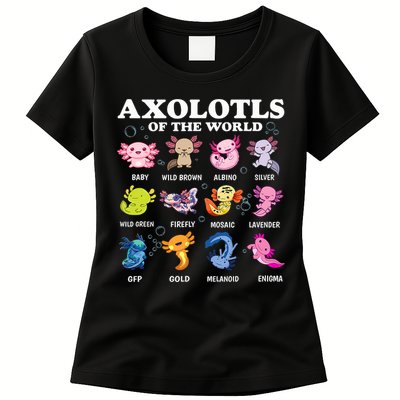 Axolotls Of The World Kawaii Axolotl Animals Fish Amphibian Womens T-Shirt