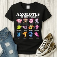 Axolotls Of The World Kawaii Axolotl Animals Fish Amphibian Womens T-Shirt