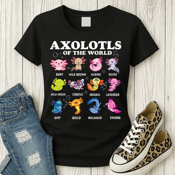 Axolotls Of The World Kawaii Axolotl Animals Fish Amphibian Womens T-Shirt