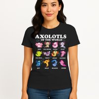 Axolotls Of The World Kawaii Axolotl Animals Fish Amphibian Womens T-Shirt