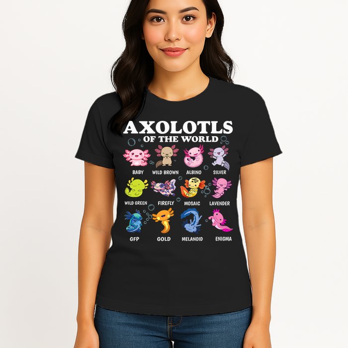 Axolotls Of The World Kawaii Axolotl Animals Fish Amphibian Womens T-Shirt
