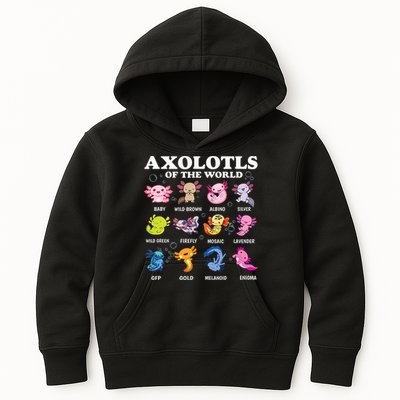 Axolotls Of The World Kawaii Axolotl Animals Fish Amphibian Kids Hoodie