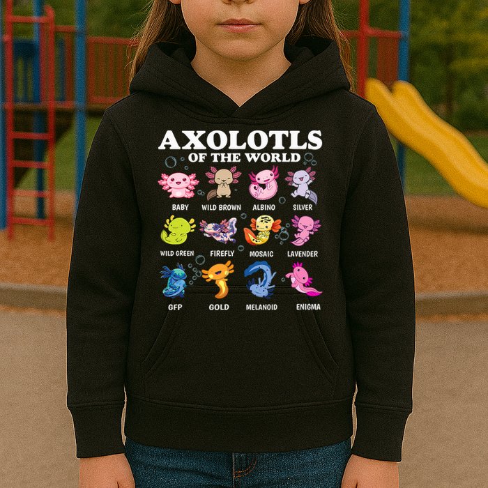 Axolotls Of The World Kawaii Axolotl Animals Fish Amphibian Kids Hoodie