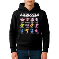 Axolotls Of The World Kawaii Axolotl Animals Fish Amphibian Kids Hoodie