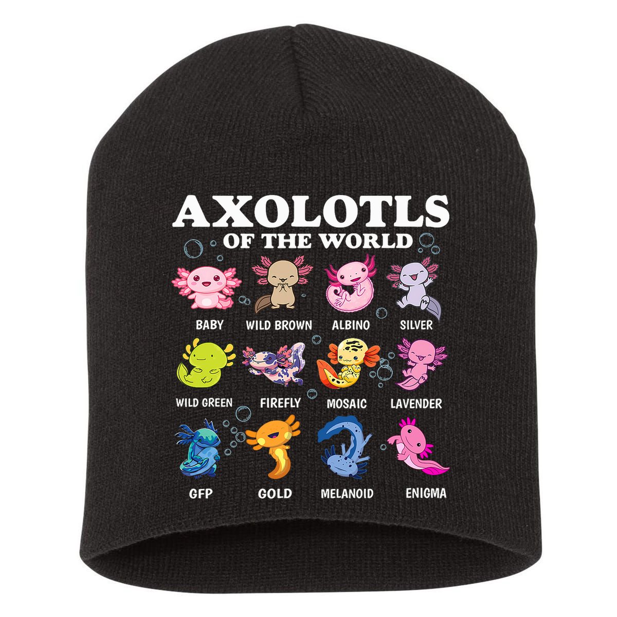 Axolotls Of The World Kawaii Axolotl Animals Fish Amphibian Short Acrylic Beanie