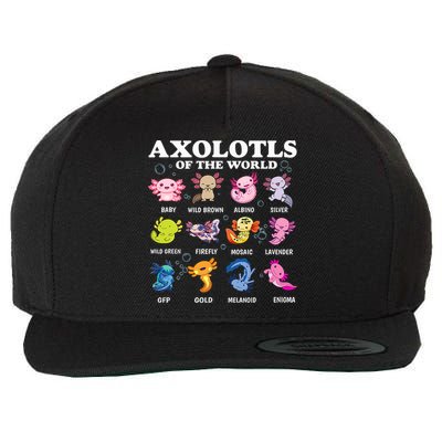 Axolotls Of The World Kawaii Axolotl Animals Fish Amphibian Wool Snapback Cap
