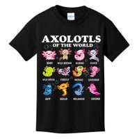 Axolotls Of The World Kawaii Axolotl Animals Fish Amphibian Kids T-Shirt