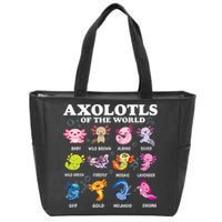 Axolotls Of The World Kawaii Axolotl Animals Fish Amphibian Zip Tote Bag