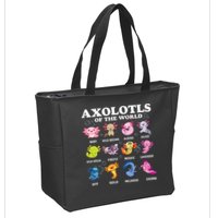Axolotls Of The World Kawaii Axolotl Animals Fish Amphibian Zip Tote Bag