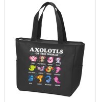Axolotls Of The World Kawaii Axolotl Animals Fish Amphibian Zip Tote Bag