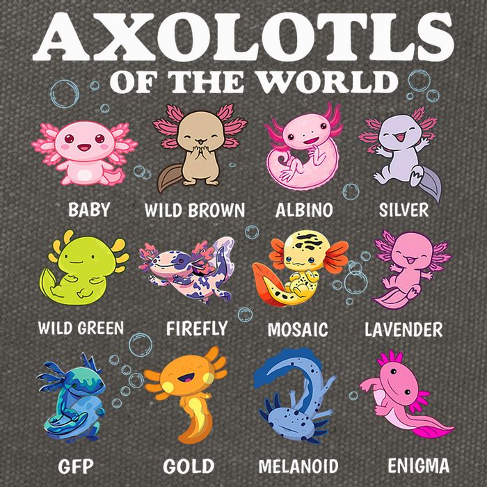 Axolotls Of The World Kawaii Axolotl Animals Fish Amphibian Cotton Canvas Backpack