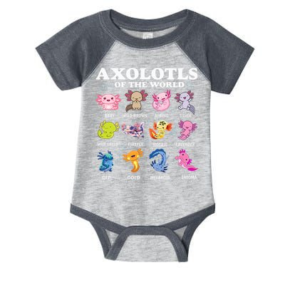 Axolotls Of The World Kawaii Axolotl Animals Fish Amphibian Infant Baby Jersey Bodysuit