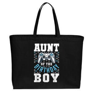 Aunt Of The Birthday Boy Matching Video Gamer Birthday Party Cotton Canvas Jumbo Tote