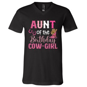 Aunt Of The Birthday Cow Rodeo Cow 1st Birthday V-Neck T-Shirt