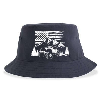 American Offroad USA Flag Atv Utv 4x4 Off Roading QUAD Sustainable Bucket Hat