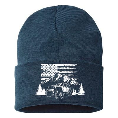 American Offroad USA Flag Atv Utv 4x4 Off Roading QUAD Sustainable Knit Beanie