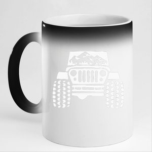 American Offroad Us Flag Forest Peace Love Offroad 11oz Black Color Changing Mug