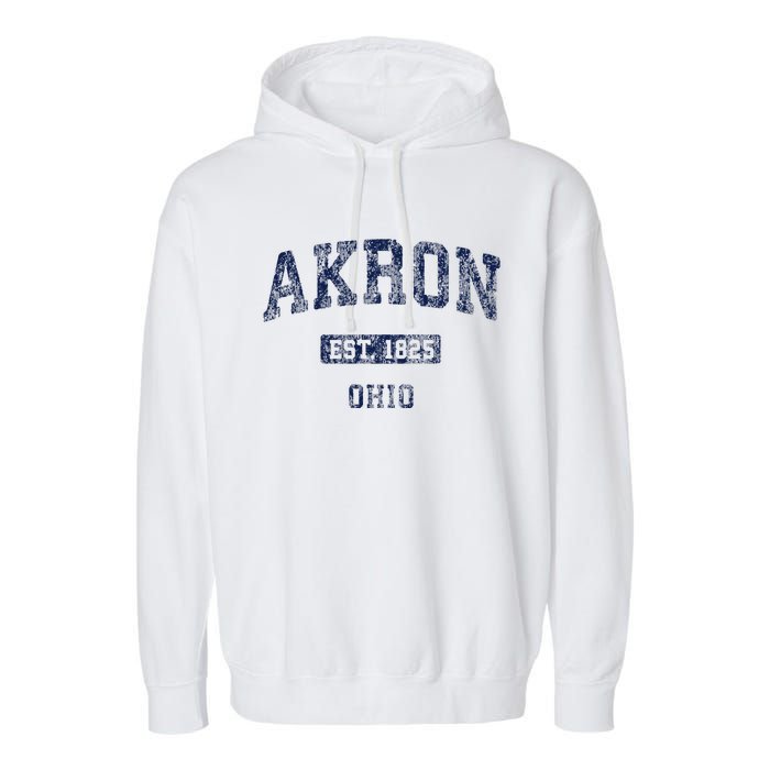 Akron Ohio Vintage Athletic Sports Design Garment-Dyed Fleece Hoodie