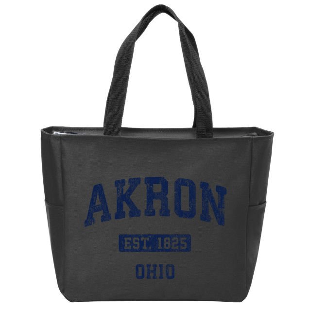 Akron Ohio Vintage Athletic Sports Design Zip Tote Bag
