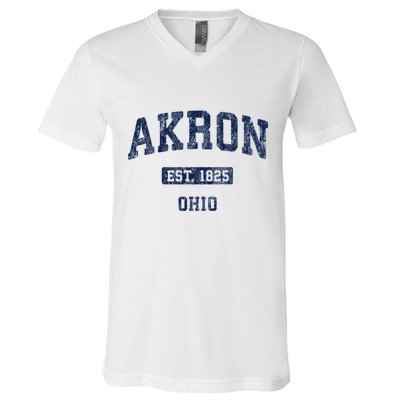 Akron Ohio Vintage Athletic Sports Design V-Neck T-Shirt