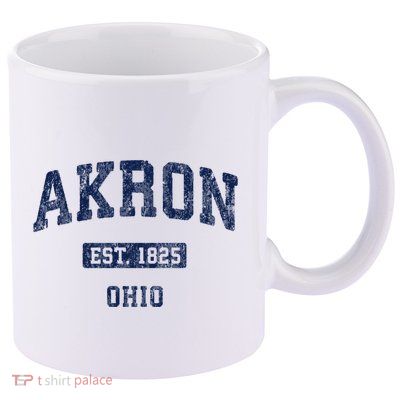 Akron Ohio Vintage Athletic Sports Design 11oz C Handle Ceramic Mug