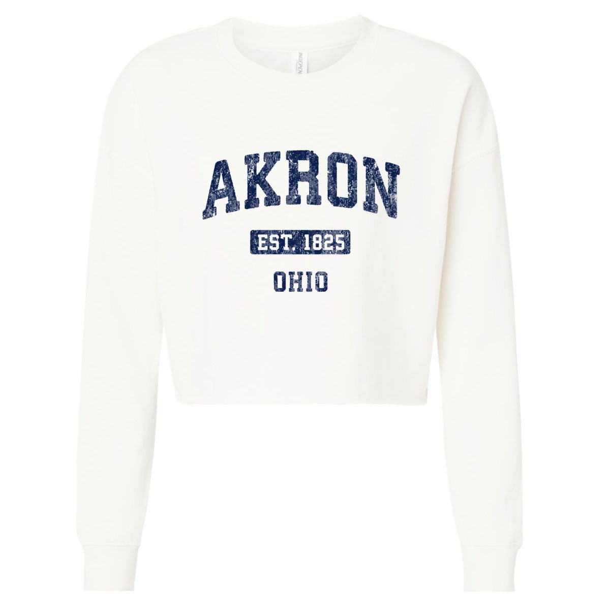 Akron Ohio Vintage Athletic Sports Design Cropped Pullover Crew