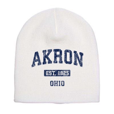 Akron Ohio Vintage Athletic Sports Design Short Acrylic Beanie