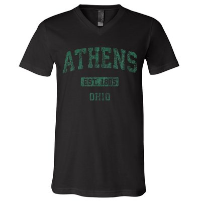 Athens Ohio Vintage Athletic Sports V-Neck T-Shirt