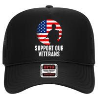 Army Or Veteran T 4 High Crown Mesh Back Trucker Hat