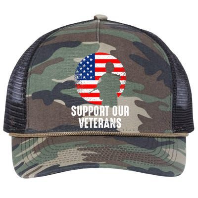 Army Or Veteran T 4 Retro Rope Trucker Hat Cap